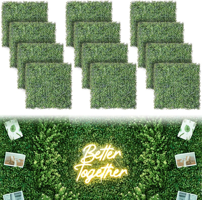 Luyue 12PCS 20”×20” Boxwood Panels, Artificial Grass Wall Panels Fake Greenery Backdrop Wall Grass Backdrop Artificial Plant Walls for Outdoor Indoor Garden Fence Backyard - Image 1